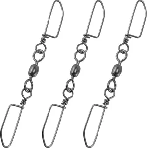 30-Pack Double Snap Swivels, Trolling Planer Board Line Release Clips, High Strength Stainless Steel Coastlock Snaps with Black Nickel Coating, Saltwater Barrel Swivels Connector