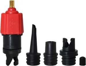Air Valve Converter Inflatable Pump Multifunction Valve Adapter with 4 Nozzles for Kayak Stand Up Paddle Board Red air Converter