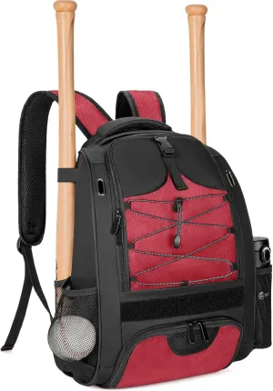 Baseball Bag-Backpack for Baseball, T-Ball, Softball and More| Holds Bat, Helmet, Glove&Shoes| Separate glasses Compartment& Fence Hook