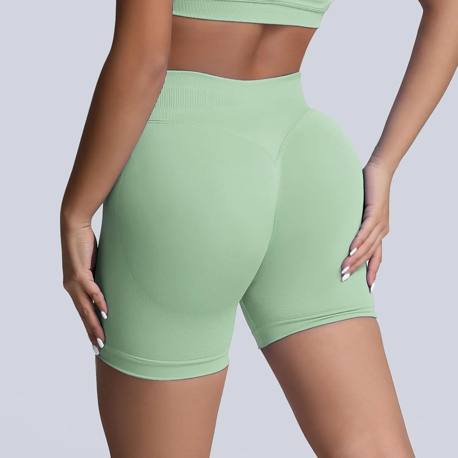 Beach Shorts for Women No Front Seam High Waist Biker Shorts Workout Spandex Tummy Control Yoga Short Pants