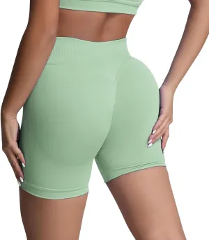 Beach Shorts for Women No Front Seam High Waist Biker Shorts Workout Spandex Tummy Control Yoga Short Pants