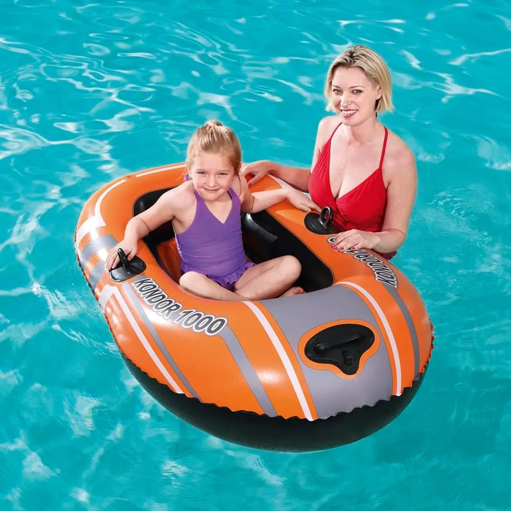 Bestway Inflatable Boat, Kondor Elite, One-man Raft with Heavy Duty Handles and Interlocking Valves Hand Pump, Multiple Sizes