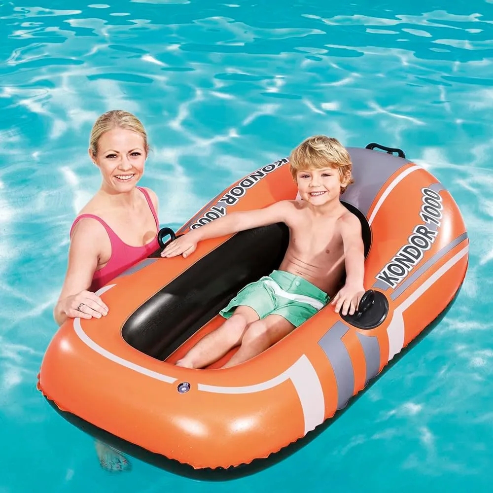 Bestway Inflatable Boat, Kondor Elite, One-man Raft with Heavy Duty Handles and Interlocking Valves Hand Pump, Multiple Sizes
