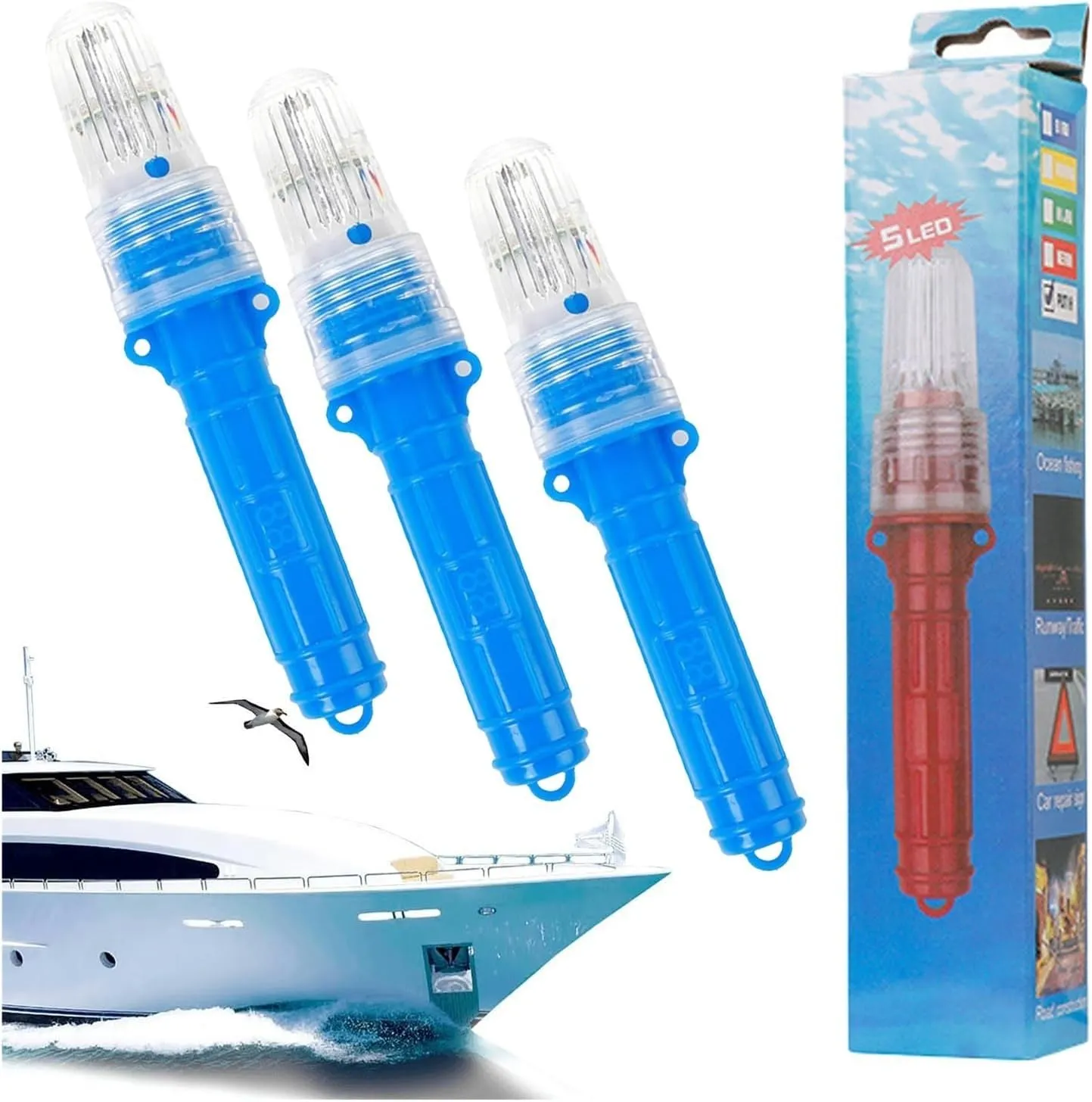 Boat Flares 3 Pack, Boat Flares Coast Guard Approved Marine, Waterproof Emergency Signals for Fishing Nets, Buoys & Boats