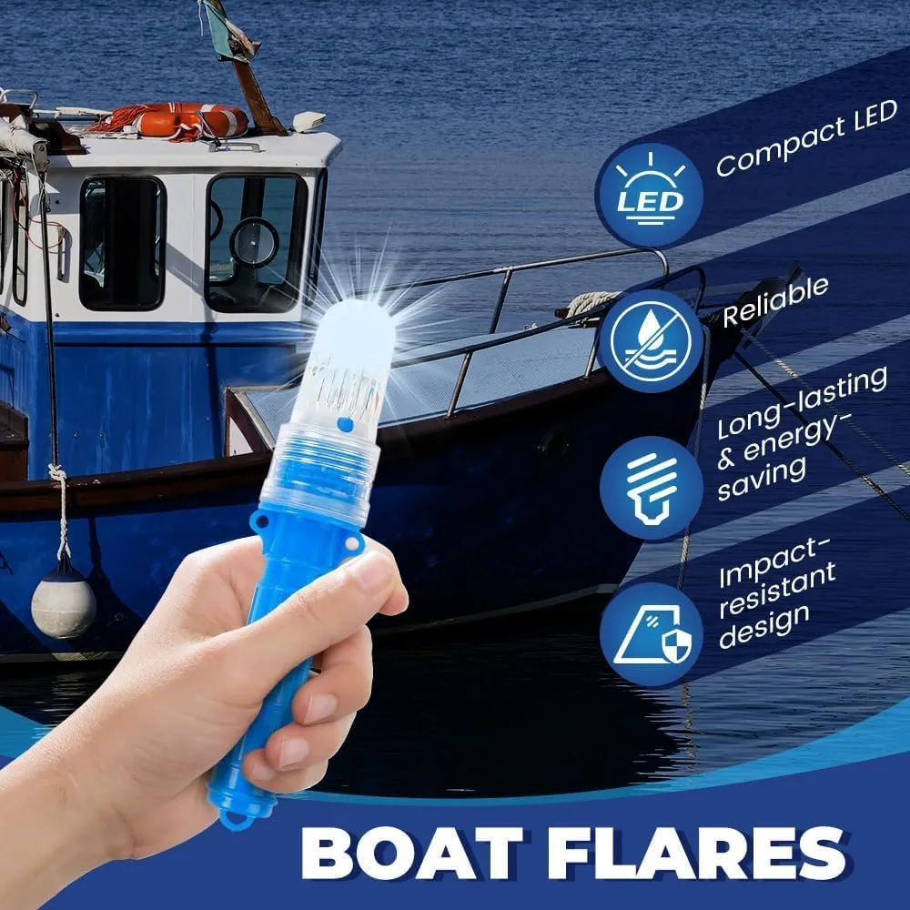 Boat Flares Coast Guard Approved Marine,Boat Flares Kit,Waterproof Emergency Signal Safety Kit for Fishing Boats, Life Rafts and Emergency Signals (Blue)