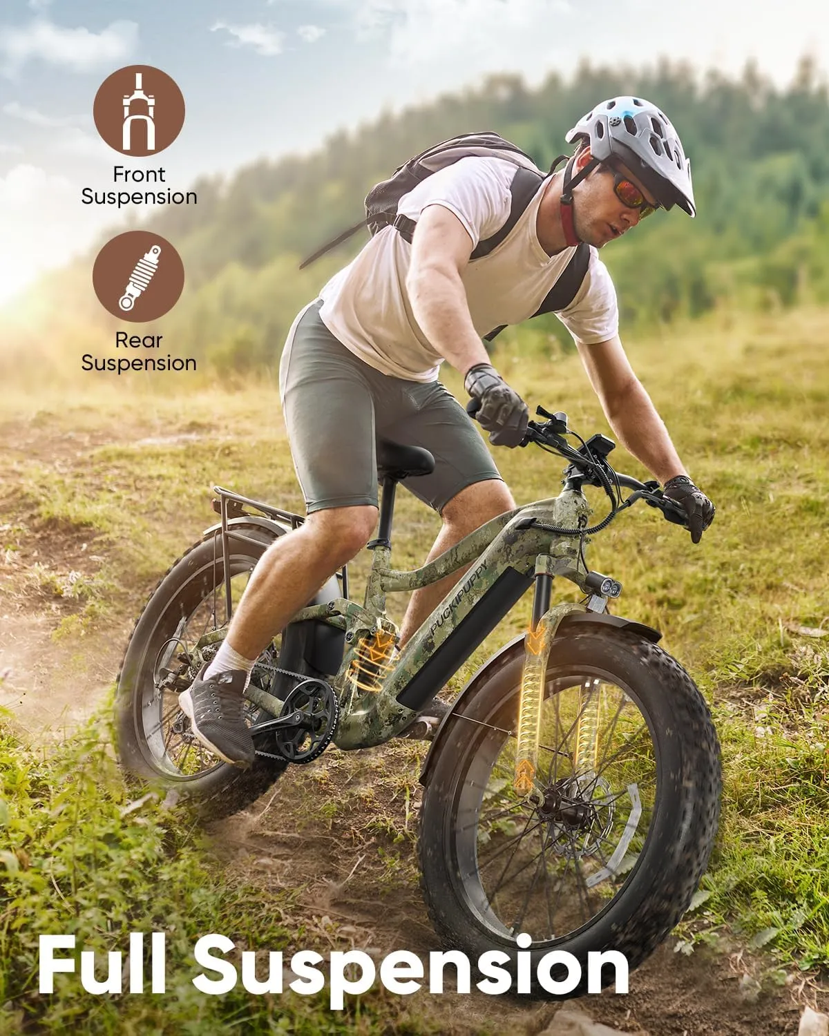 Boxer Electric Bike for Adults 960W, Full Suspension 48V 20AH Battery Ebike, 26" Fat Tire 28MPH 80Miles Range Mountain Electric Bicycle, 7 Speed Hydraulic Disc Brake