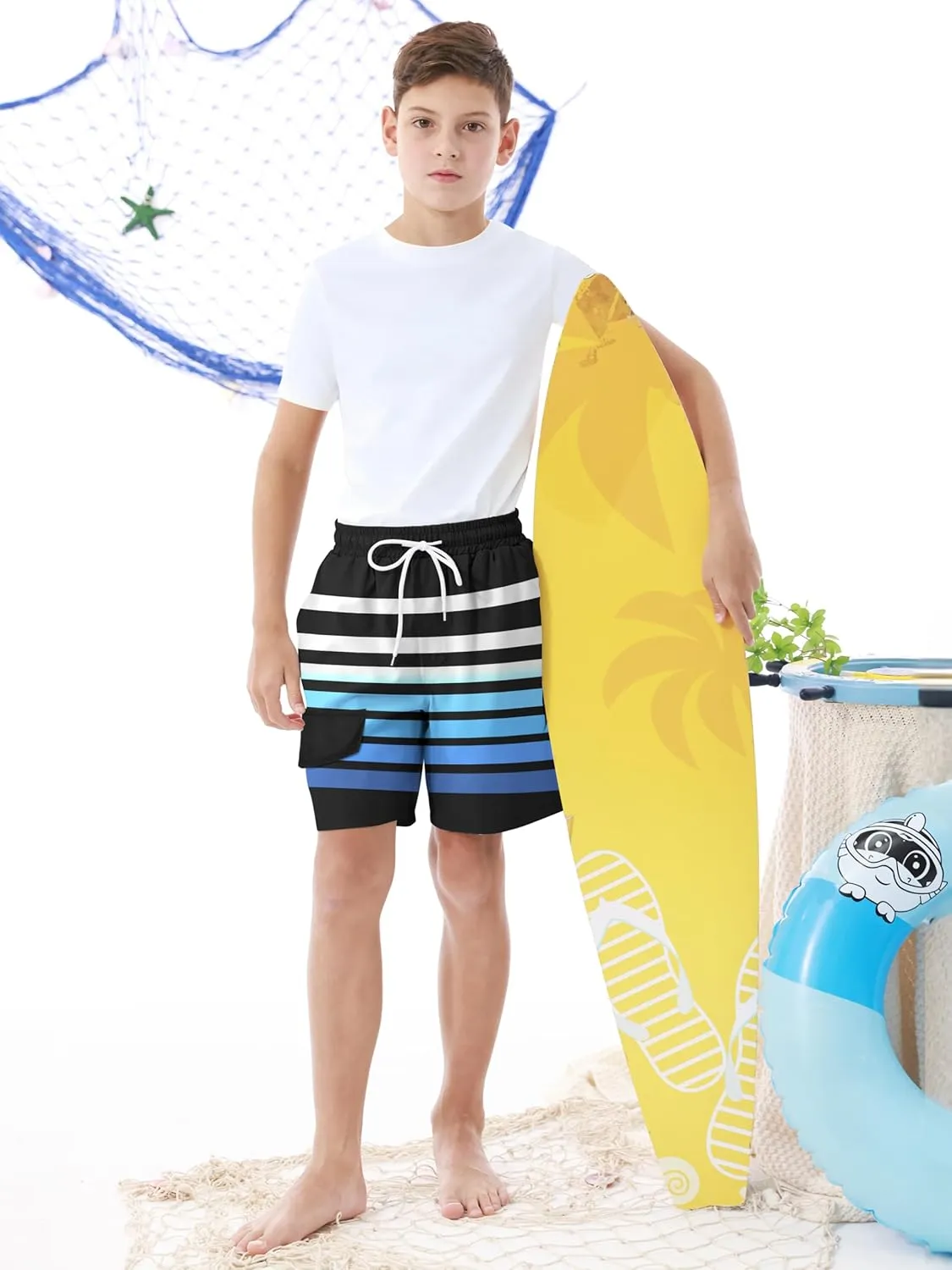 Boys Swim Trunks with Compression Liner UPF 50  Quick Dry Swim Shorts Beachwear Boys' Bathing Suits Swimsuit for Kid