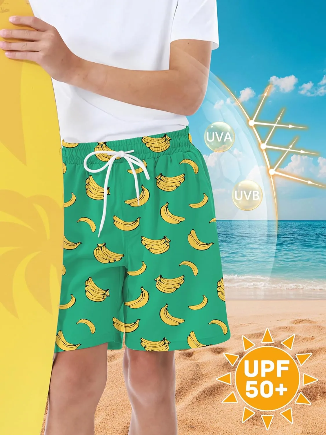 Boys Swim Trunks with Compression Liner UPF 50  Quick Dry Swim Shorts Beachwear Boys' Bathing Suits Swimsuit for Kid