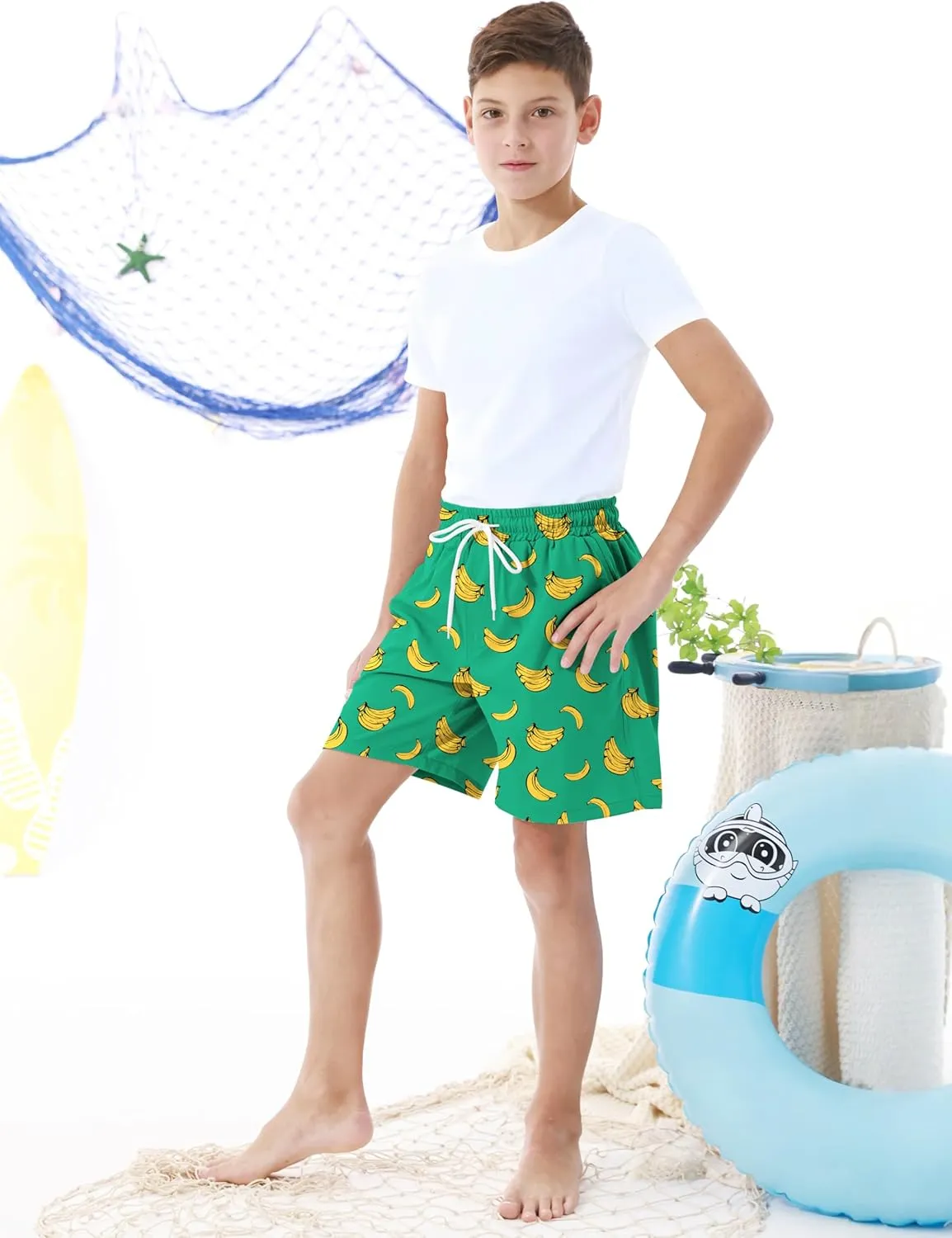 Boys Swim Trunks with Compression Liner UPF 50  Quick Dry Swim Shorts Beachwear Boys' Bathing Suits Swimsuit for Kid