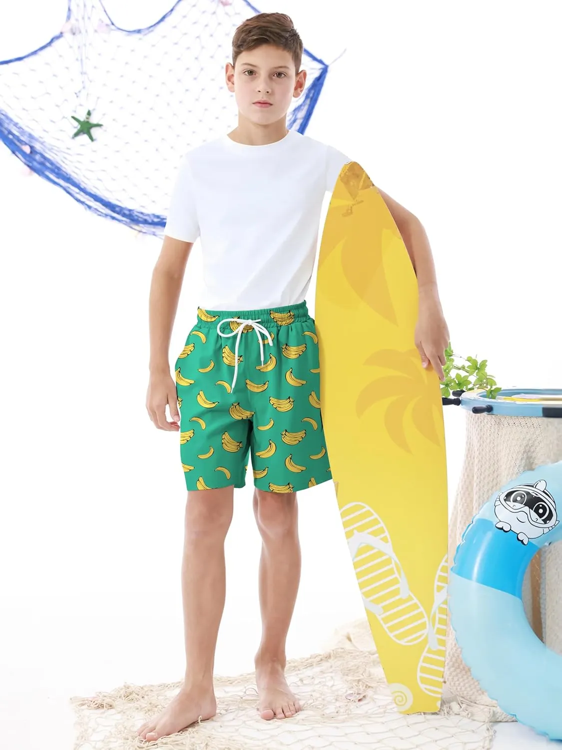 Boys Swim Trunks with Compression Liner UPF 50  Quick Dry Swim Shorts Beachwear Boys' Bathing Suits Swimsuit for Kid