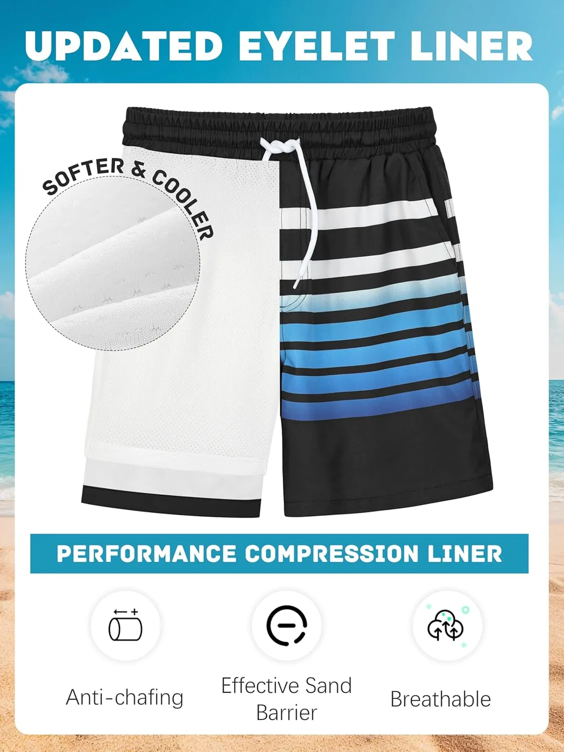 Boys Swim Trunks with Compression Liner UPF 50  Quick Dry Swim Shorts Beachwear Boys' Bathing Suits Swimsuit for Kid
