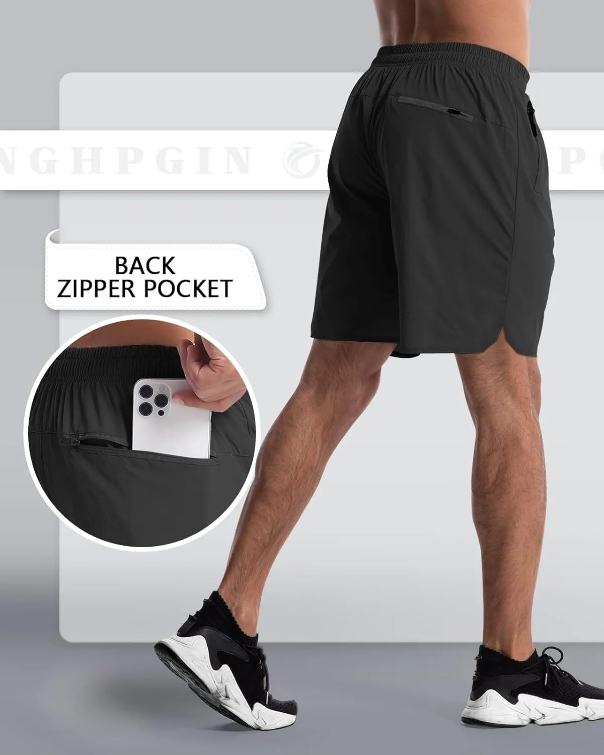 CANGHPGIN 2 Pack Mens Workout Athletic Shorts 7 inch Inseam Quick Dry Hiking Shorts Men Lightweight Sports Gym Shorts Running