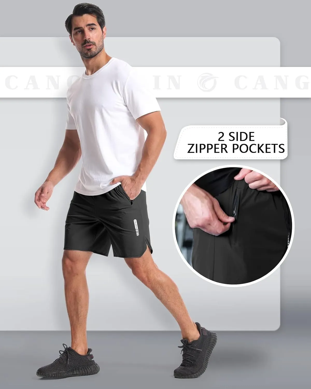CANGHPGIN 2 Pack Mens Workout Athletic Shorts 7 inch Inseam Quick Dry Hiking Shorts Men Lightweight Sports Gym Shorts Running