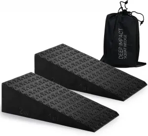 Deep Impact 2PCs Squat Wedge Block  Adjustable Slant Board for Heel Elevated Squats, Calf Raises, Weightlifting, Deadlift Platform, Foot Exercise Ramp for Enhanced Mobility & Strength