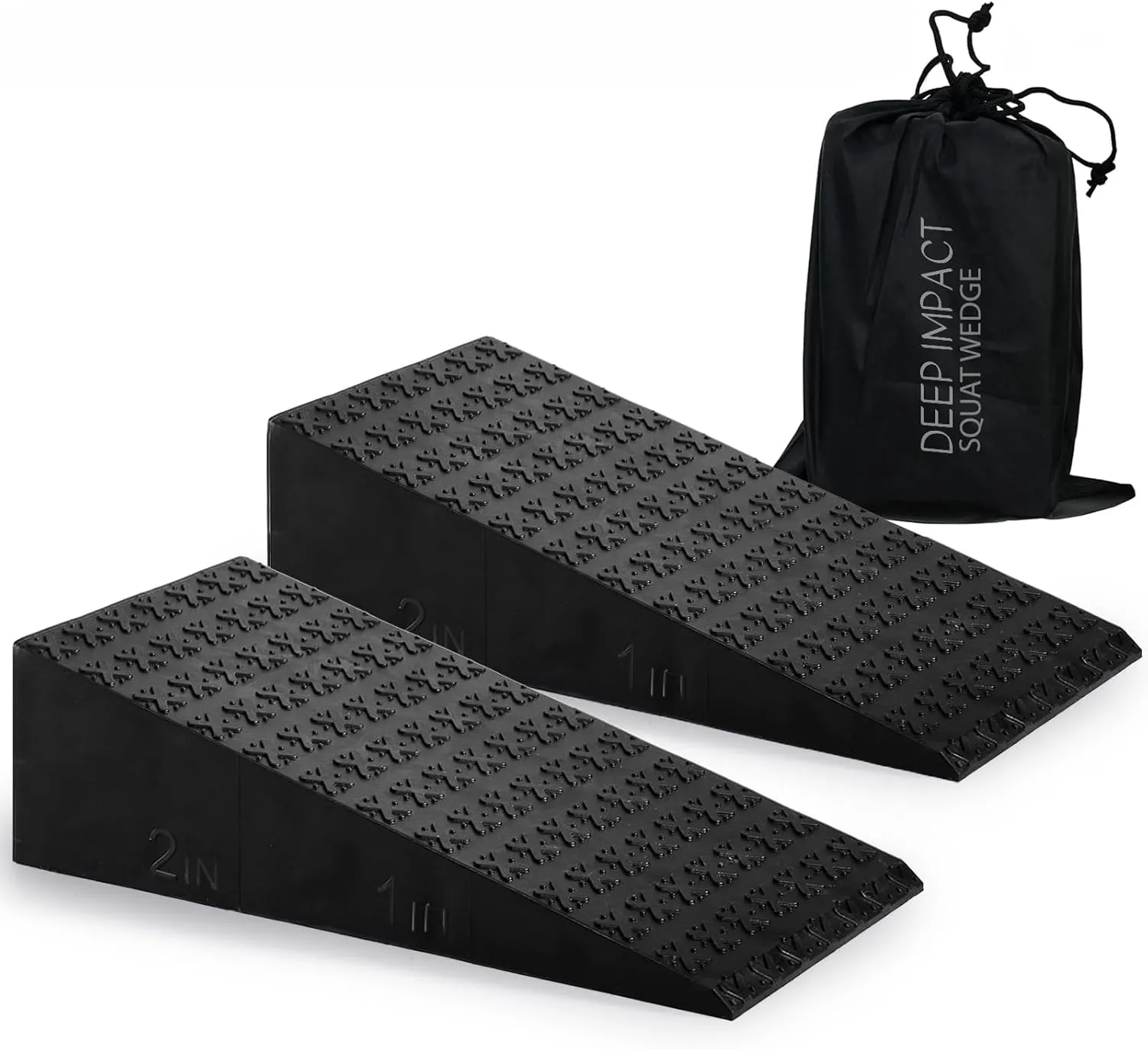 Deep Impact 2PCs Squat Wedge Block  Adjustable Slant Board for Heel Elevated Squats, Calf Raises, Weightlifting, Deadlift Platform, Foot Exercise Ramp for Enhanced Mobility & Strength