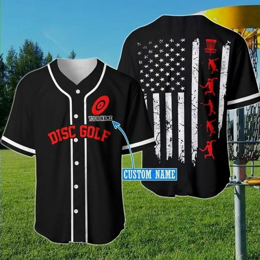Disc Golf And America Personalized Baseball Jersey, Disc Golf Men gift