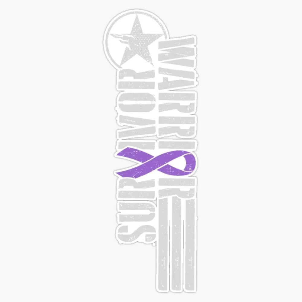 Domestic Violence Survivor Purple Warrior Awareness Ribbon Long Sleeve Sticker Vinyl Decal Car Laptop Wall Window Bumper Sticker 5"