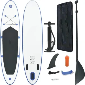 Enjoy Stability with Inflatable Stand Up Paddle Board Set, Easy to Inflate, Suitable for Surfing, Blue and White