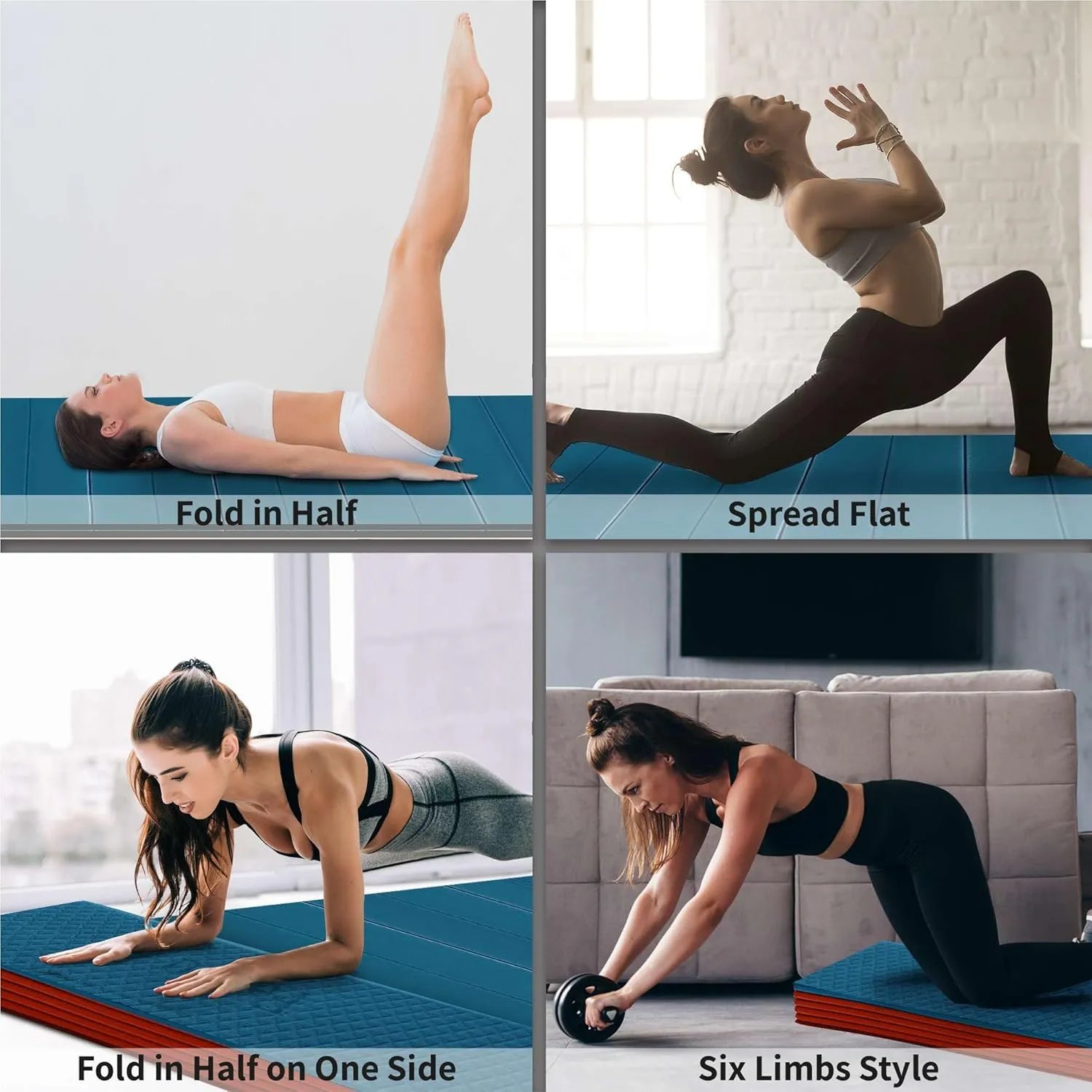 Foldable Wide & Large Yoga Mat  Cushioned, Compact & Easy to Store | 6mm & 8mm Thick | For Home, Gym, Travel, Yoga, Pilates & Floor Exercises