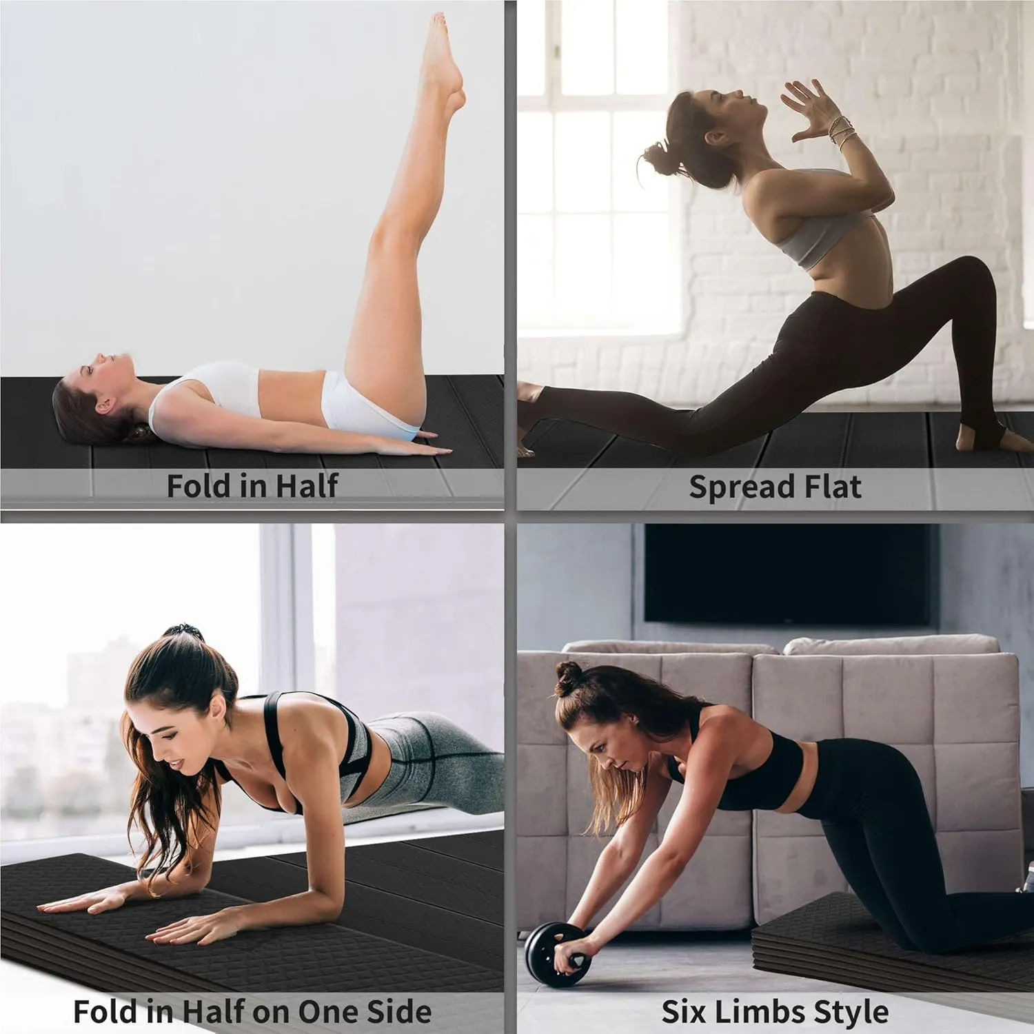 Foldable Wide & Large Yoga Mat  Cushioned, Compact & Easy to Store | 6mm & 8mm Thick | For Home, Gym, Travel, Yoga, Pilates & Floor Exercises