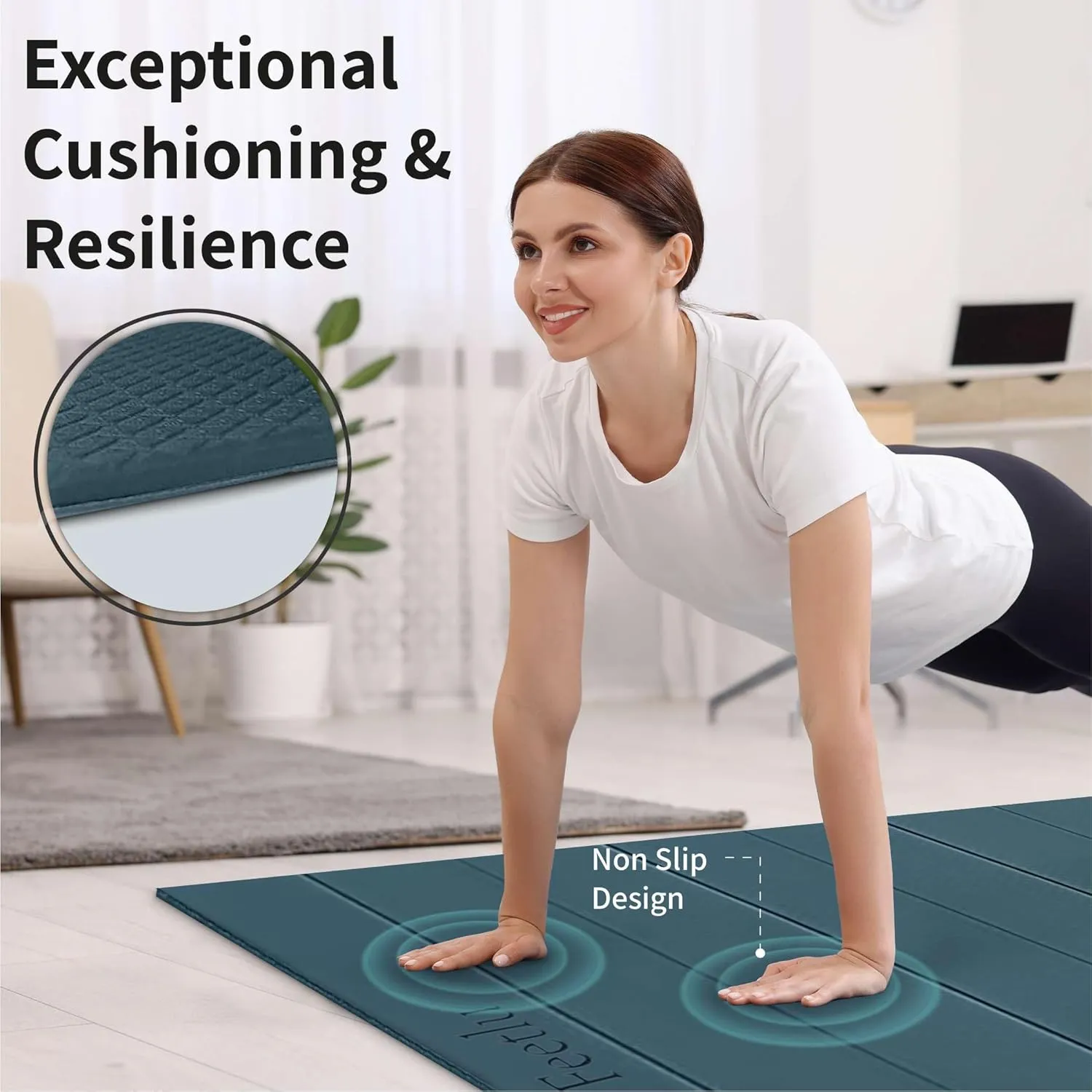 Foldable Wide & Large Yoga Mat  Cushioned, Compact & Easy to Store | 6mm & 8mm Thick | For Home, Gym, Travel, Yoga, Pilates & Floor Exercises