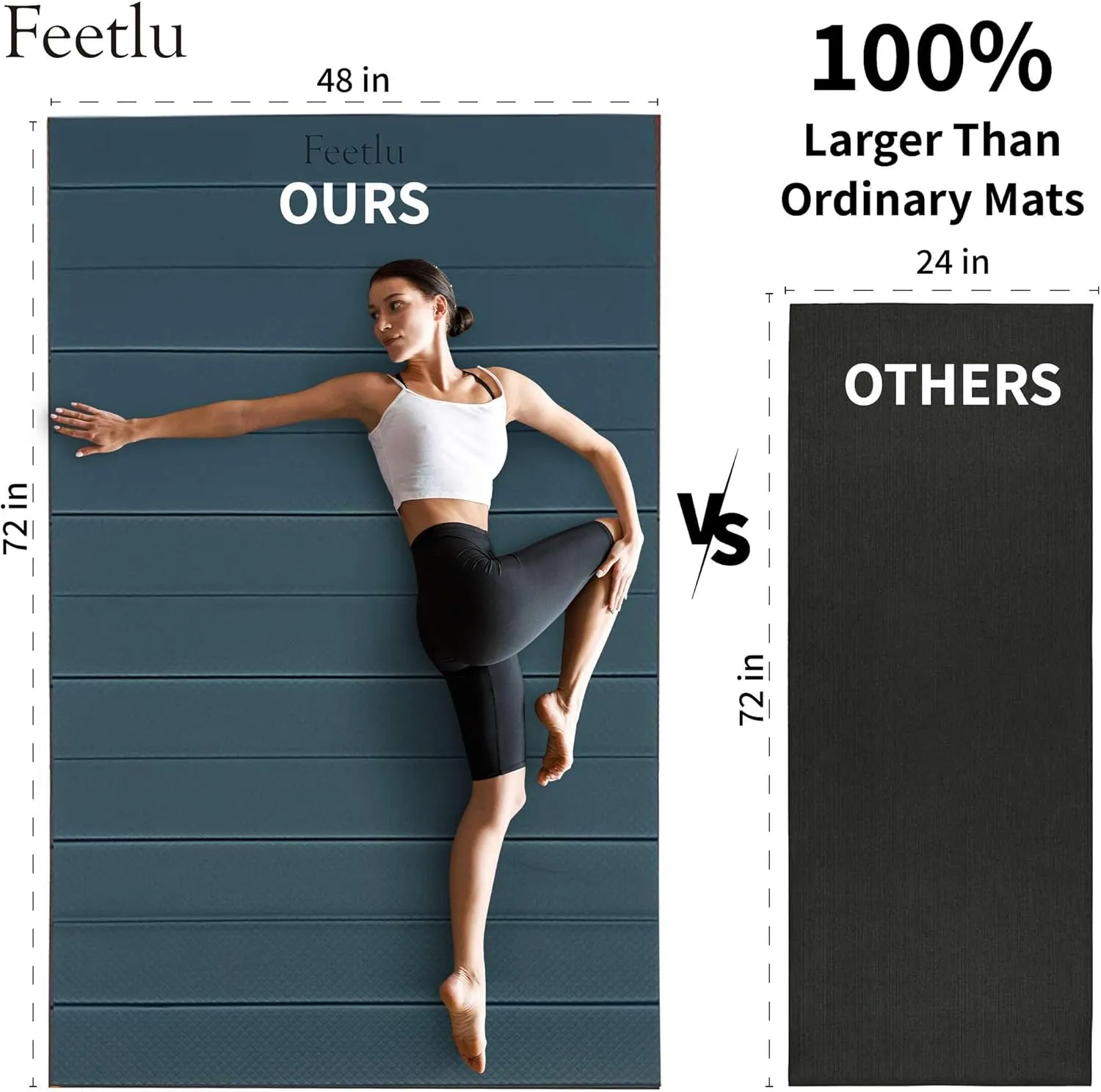 Foldable Wide & Large Yoga Mat  Cushioned, Compact & Easy to Store | 6mm & 8mm Thick | For Home, Gym, Travel, Yoga, Pilates & Floor Exercises