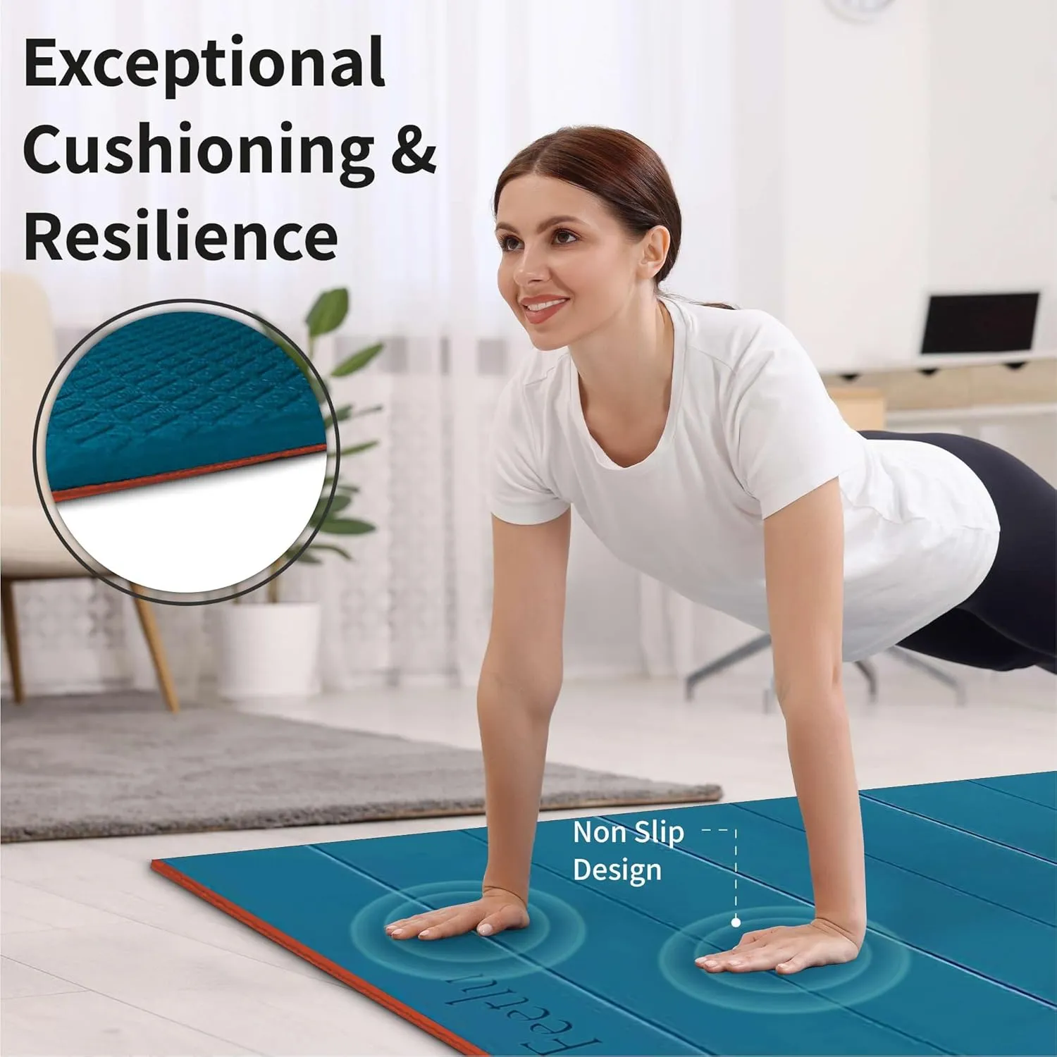 Foldable Wide & Large Yoga Mat  Cushioned, Compact & Easy to Store | 6mm & 8mm Thick | For Home, Gym, Travel, Yoga, Pilates & Floor Exercises