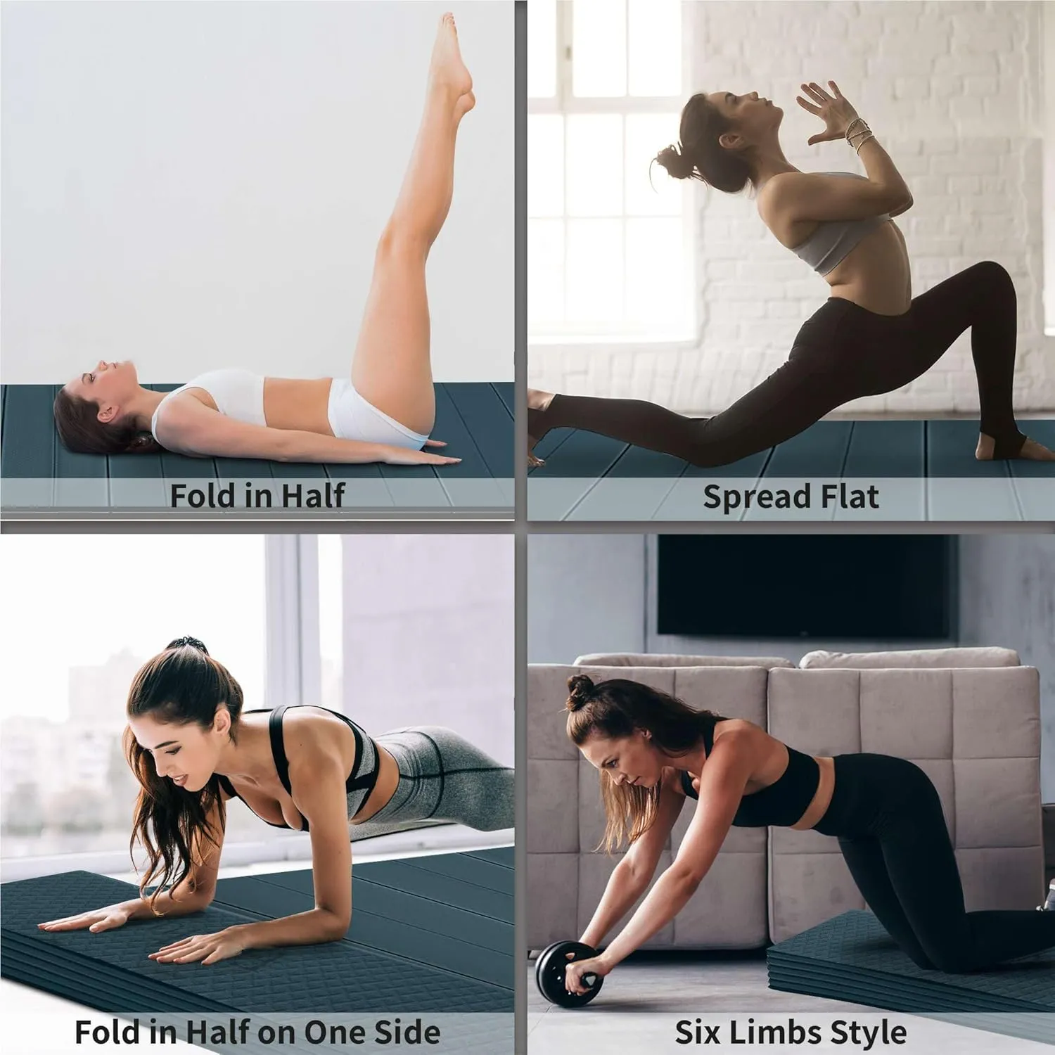 Foldable Wide & Large Yoga Mat  Cushioned, Compact & Easy to Store | 6mm & 8mm Thick | For Home, Gym, Travel, Yoga, Pilates & Floor Exercises