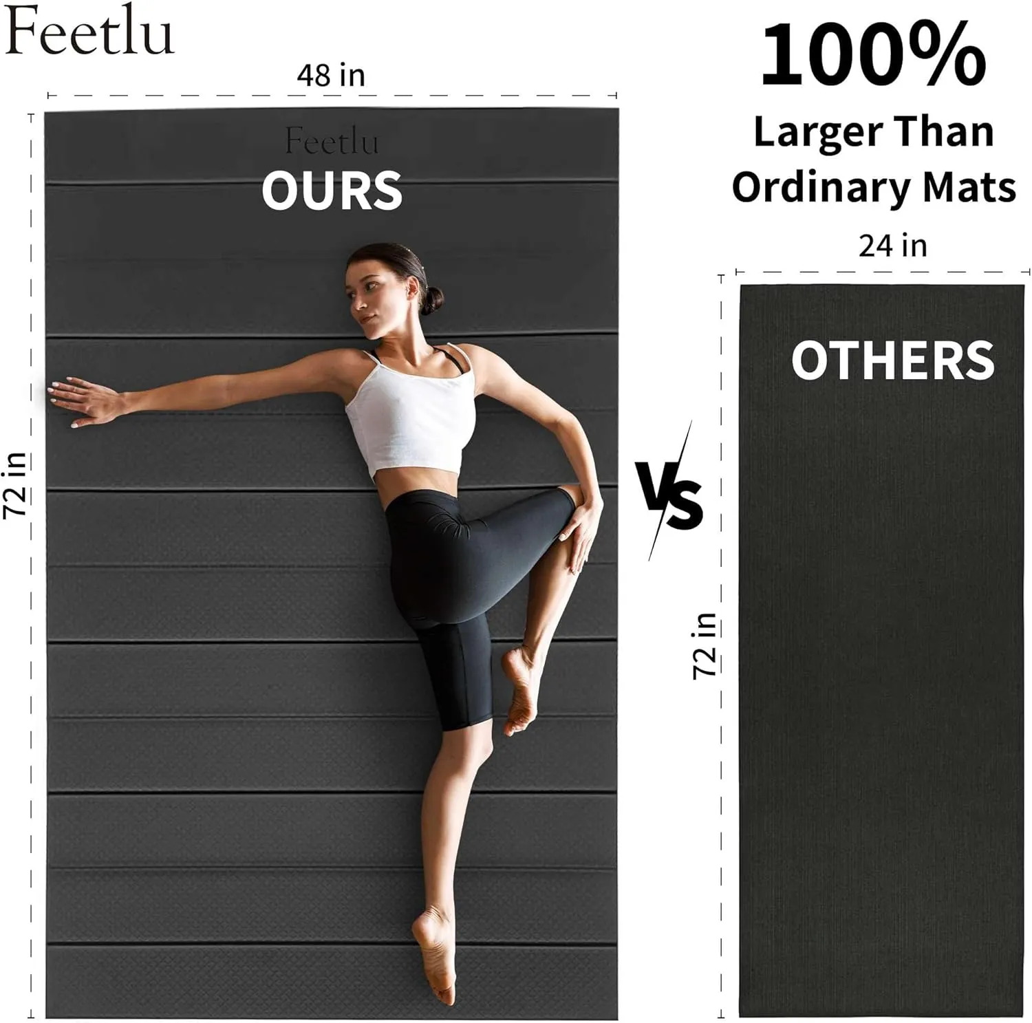 Foldable Wide & Large Yoga Mat  Cushioned, Compact & Easy to Store | 6mm & 8mm Thick | For Home, Gym, Travel, Yoga, Pilates & Floor Exercises