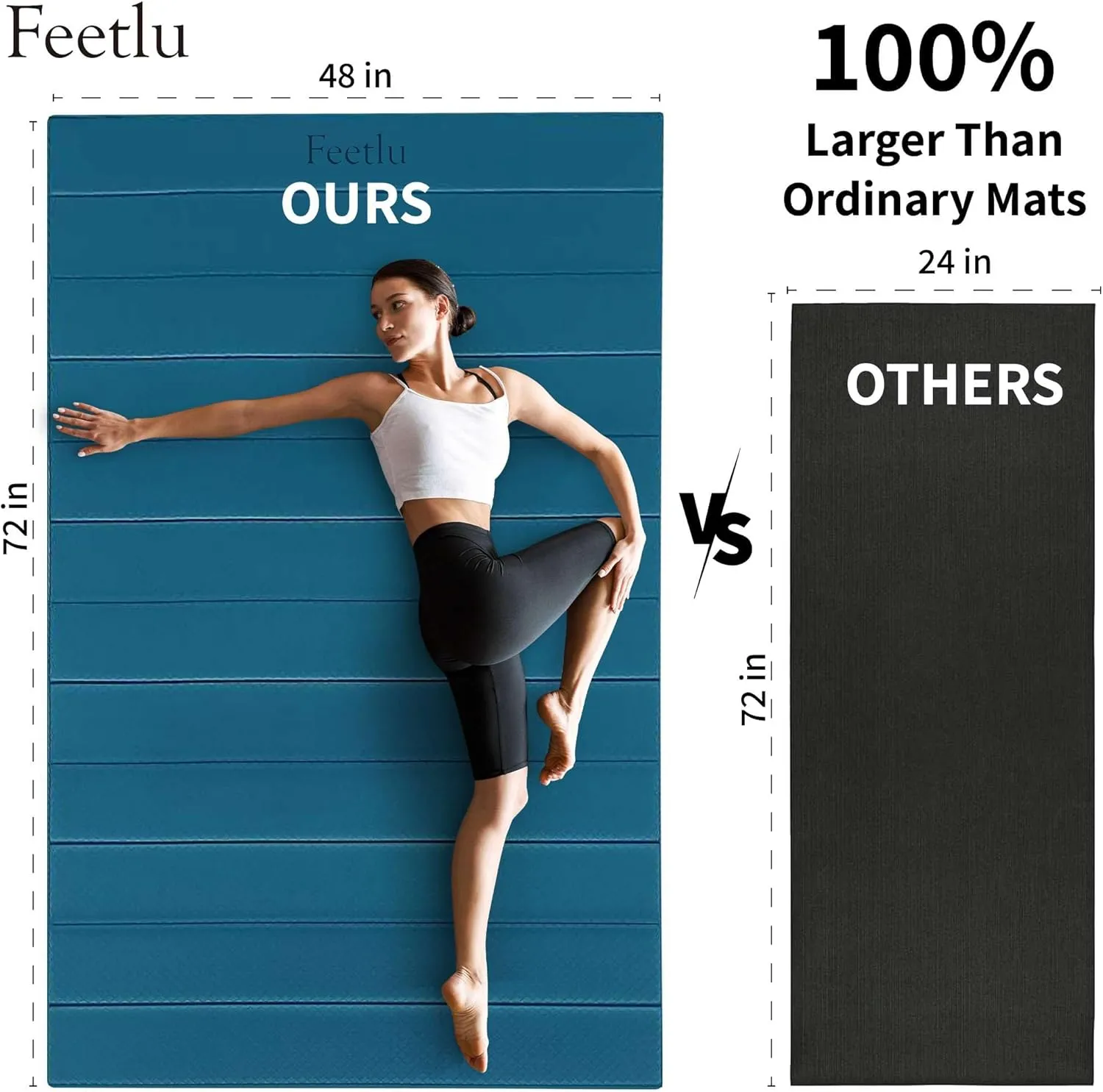 Foldable Wide & Large Yoga Mat  Cushioned, Compact & Easy to Store | 6mm & 8mm Thick | For Home, Gym, Travel, Yoga, Pilates & Floor Exercises