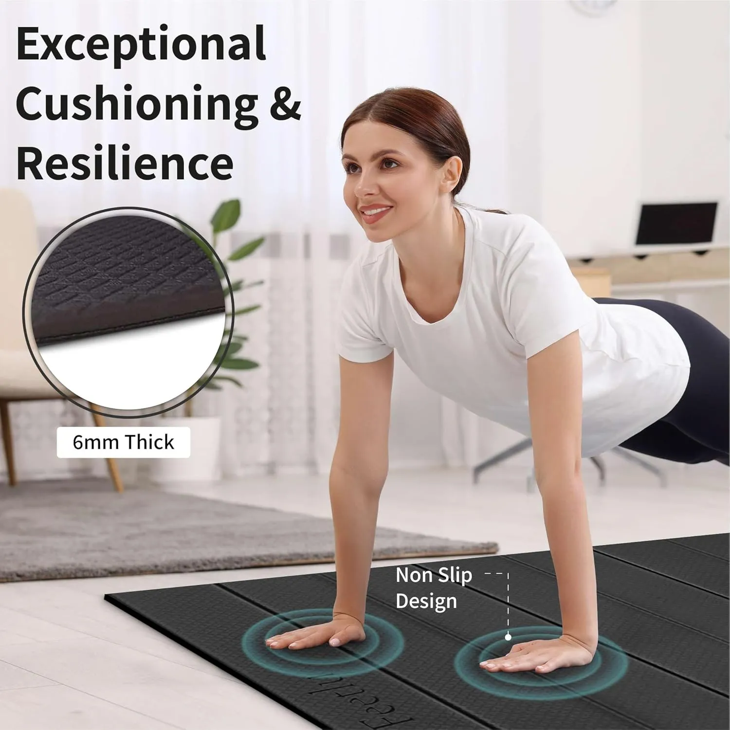 Foldable Wide & Large Yoga Mat  Cushioned, Compact & Easy to Store | 6mm & 8mm Thick | For Home, Gym, Travel, Yoga, Pilates & Floor Exercises