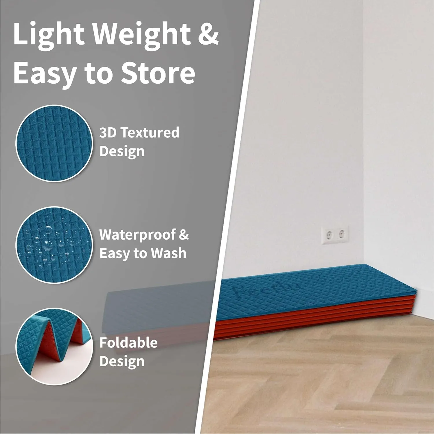 Foldable Wide & Large Yoga Mat  Cushioned, Compact & Easy to Store | 6mm & 8mm Thick | For Home, Gym, Travel, Yoga, Pilates & Floor Exercises