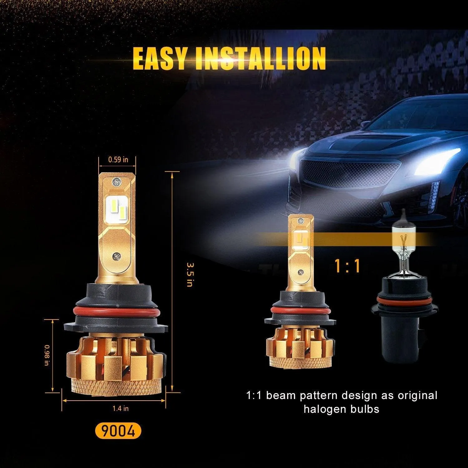 For 2000-2001 Dodge Ram 1500(with 2 headlamps) F-16 Plus Series Built-in Canbus Automotive Grade 14000LM LED Light Bulbs High Low Beam Bundle