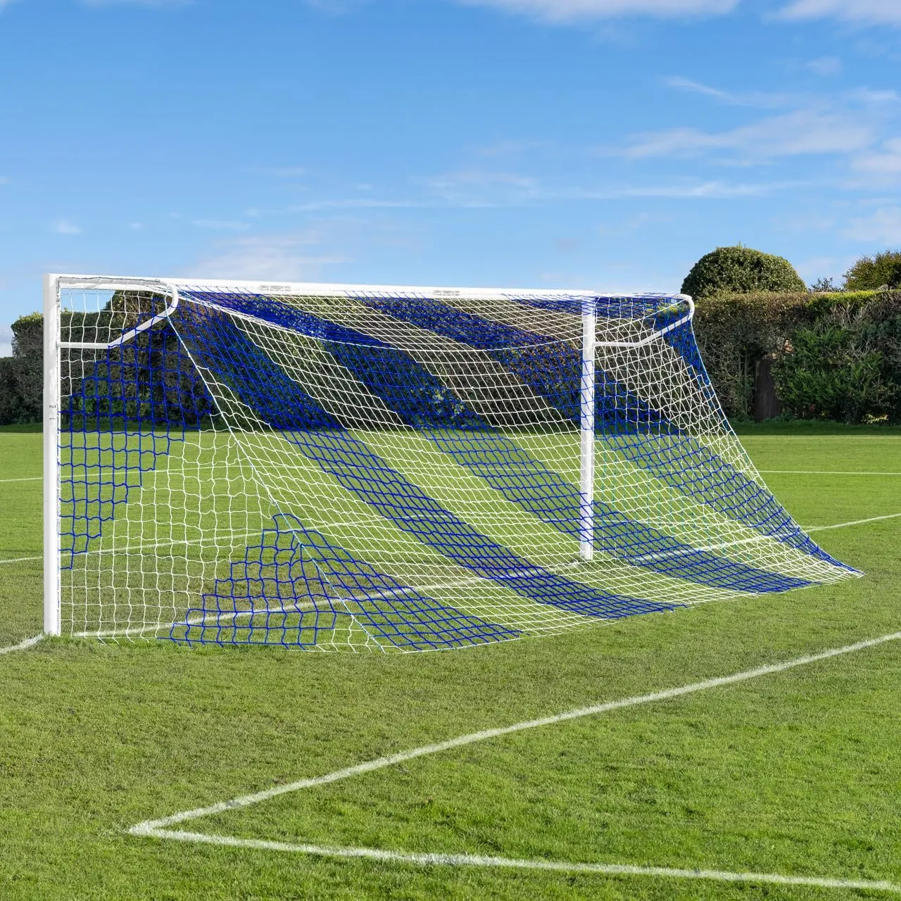 Forza Blue & White Striped Soccer Goal Net - 24ft x 8ft Full Size Replacement Soccer Nets - Goal Posts NOT Included