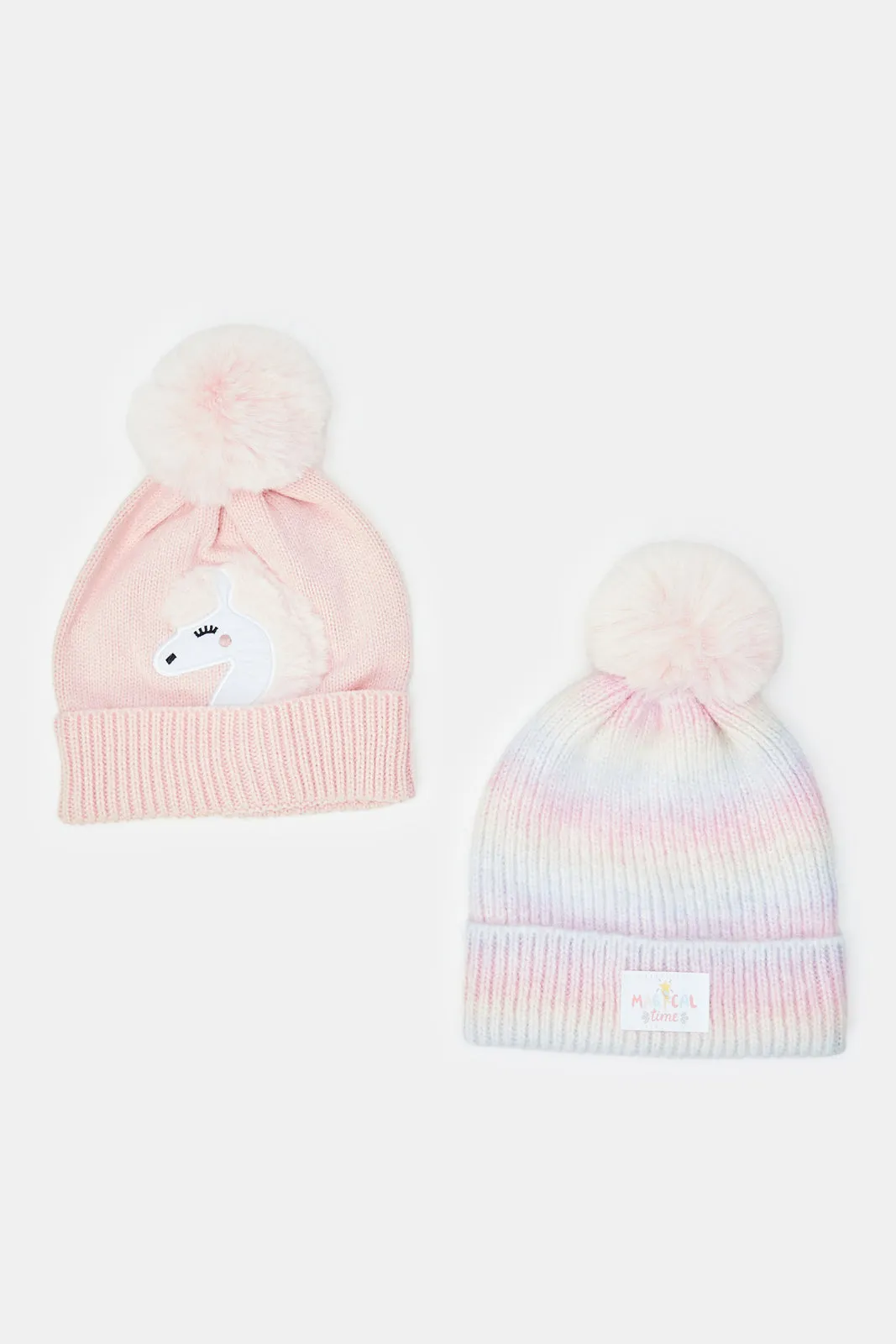 Girls Assorted Knitted Cap Set (2 Piece)