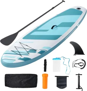 Happybuy Inflatable Stand Up Paddle Board, 11' x 33" x 6" SUP with Accessories, Pump, Paddle, Backpack & Leash