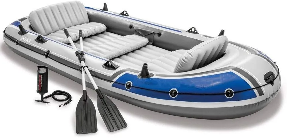 Inflatable Kayak with Paddles, Blue, 366*168*43cm, 3 Person, LLDPE Material