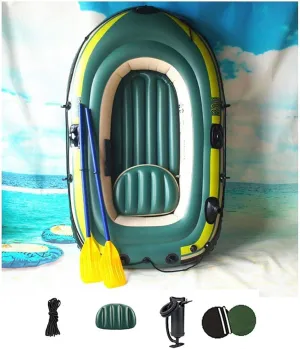 Inflatable Rowing Boat for Adults, Heavy Duty PVC Dinghy Kayak Canoe, Foldable Fishing Raft with Oars & Pump, 230x130x35cm, 1-3 Person Capacity