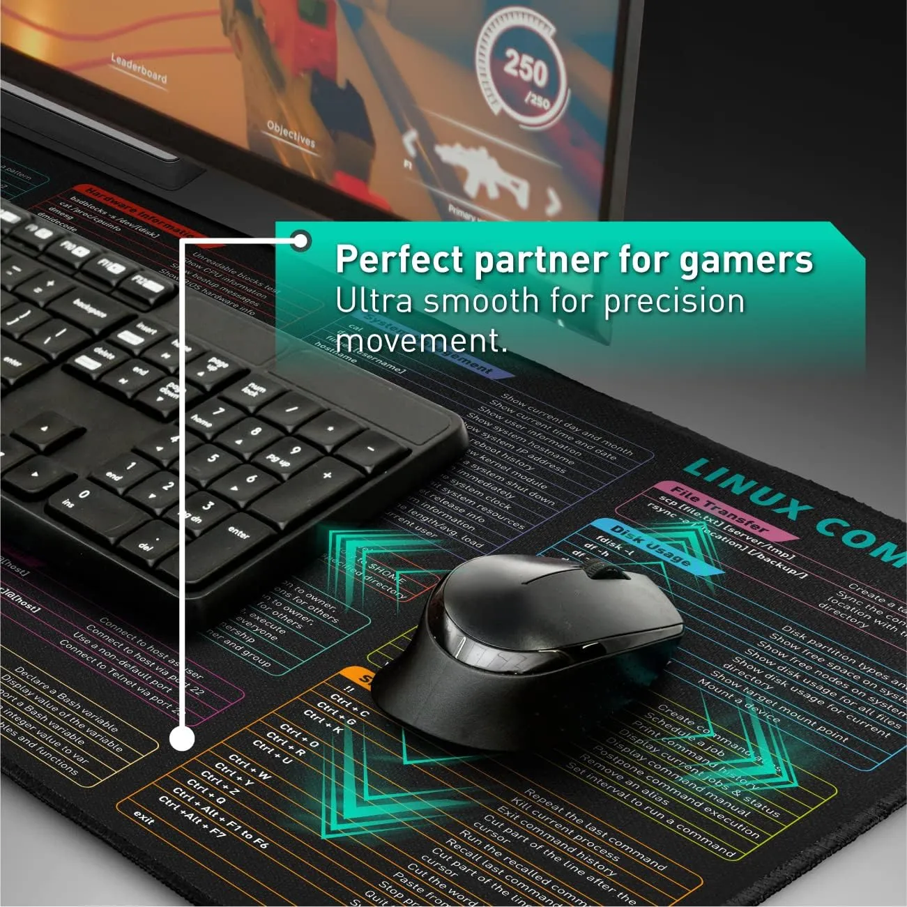 Linux Commands Line Mouse pad - Extended Large Cheat Sheet Mousepad. Shortcuts to Kali/Red Hat/Ubuntu/OpenSUSE/Arch/Debian/Unix Programmer. Non-Slip Gaming Desk mat