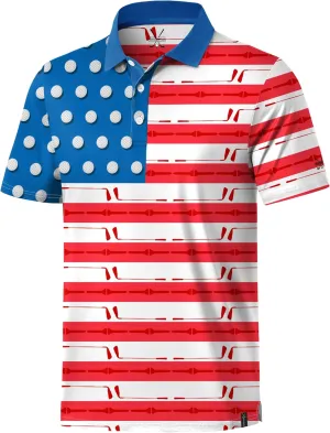 Men's Golf Polo Moisture Wicking Performance Print Summer Casual Shirts (S-XXL)