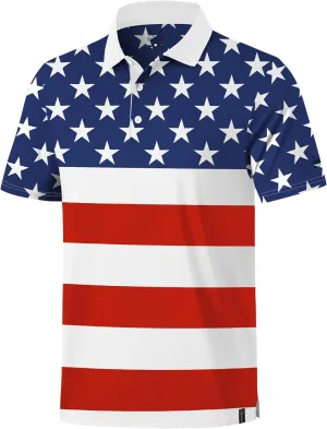 Men's Golf Polo Moisture Wicking Performance Print Summer Casual Shirts (S-XXL)