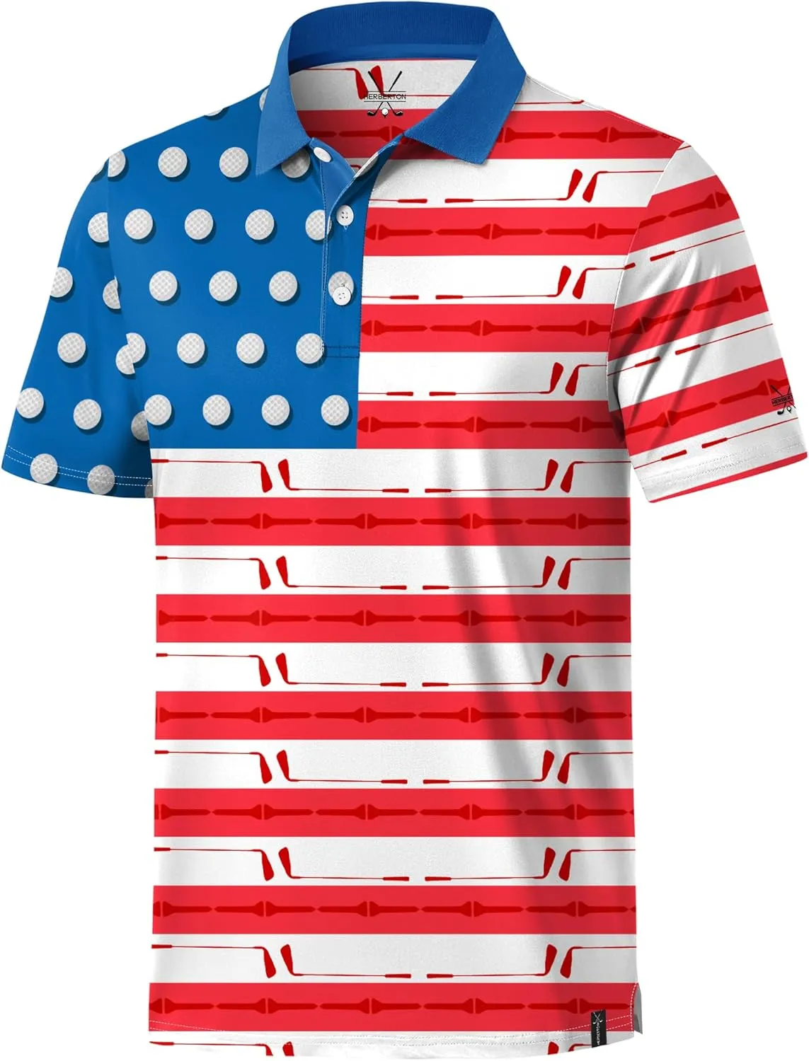 Men's Golf Polo Moisture Wicking Performance Print Summer Casual Shirts (S-XXL)