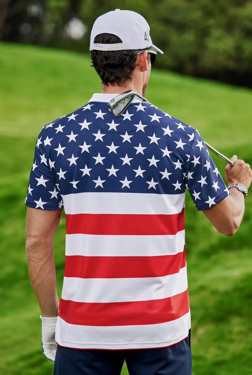 Men's Golf Polo Moisture Wicking Performance Print Summer Casual Shirts (S-XXL)