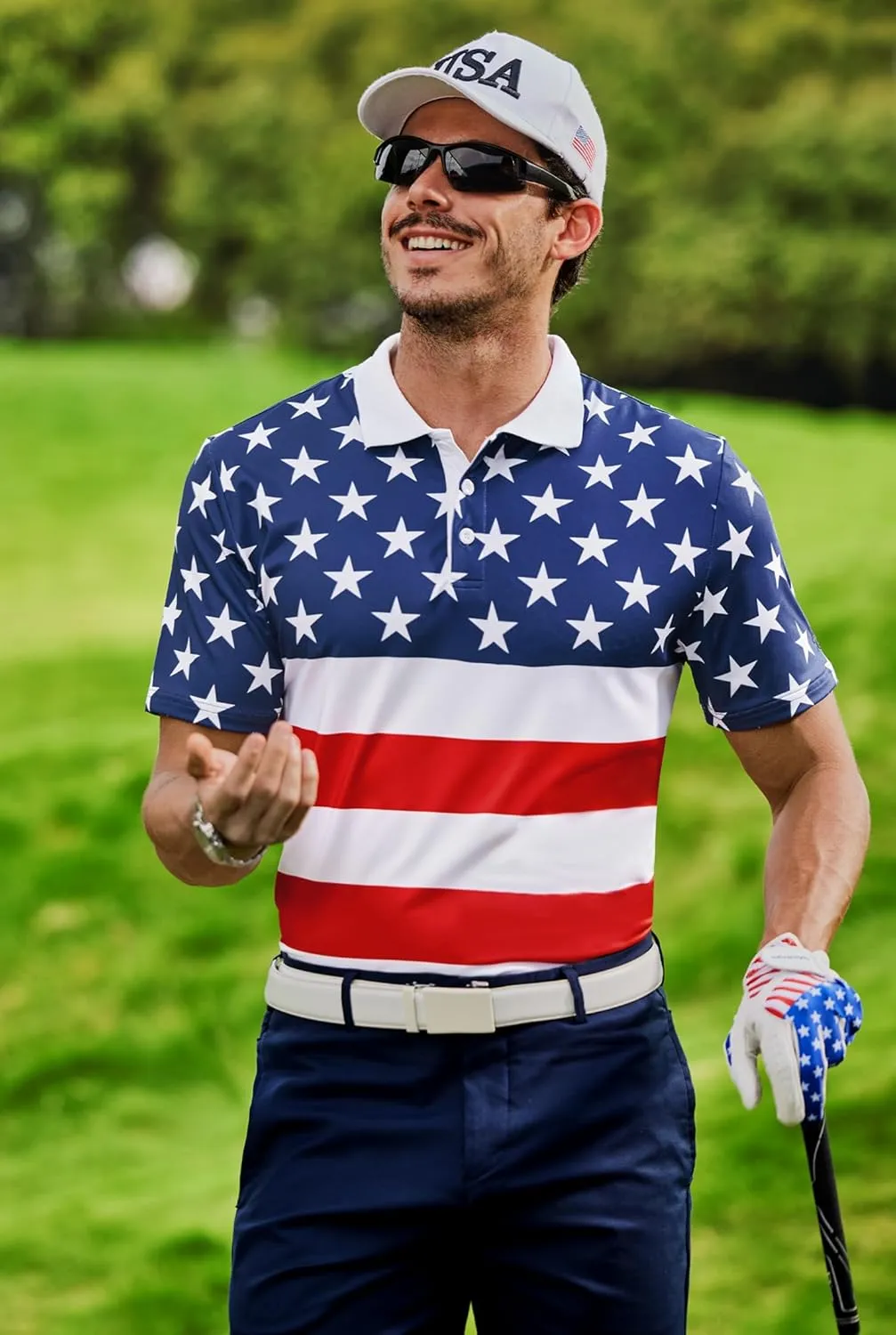 Men's Golf Polo Moisture Wicking Performance Print Summer Casual Shirts (S-XXL)