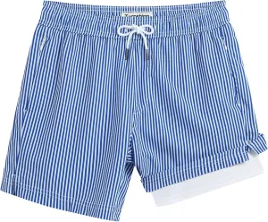 Mens Swim Trunks with Compression Liner 5" Stretch Beach Shorts Quick Dry Bathing Suit Board Shorts Zipper Pockets