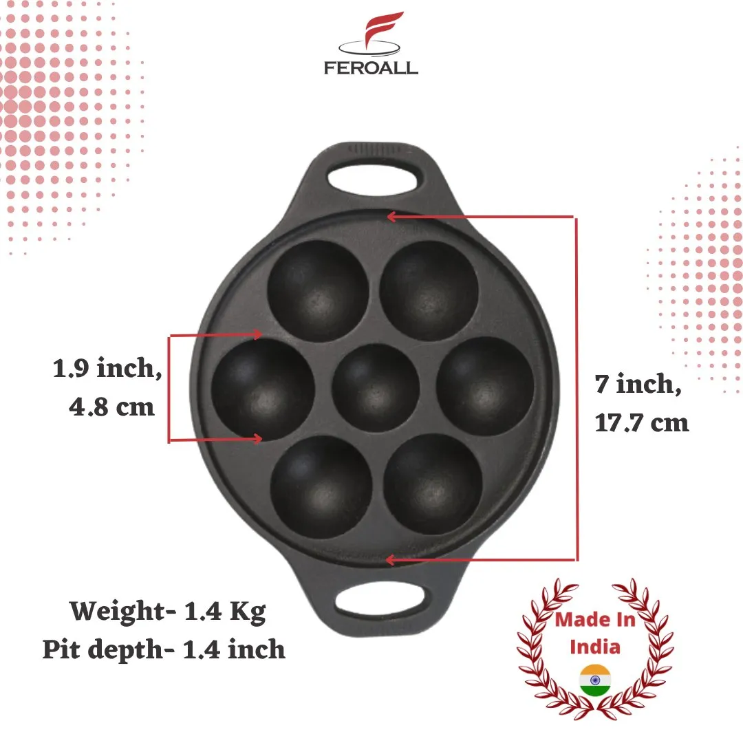 Pre Seasoned Cast Iron Appe/ Paniyaram/ Paddu pan | 7 pit