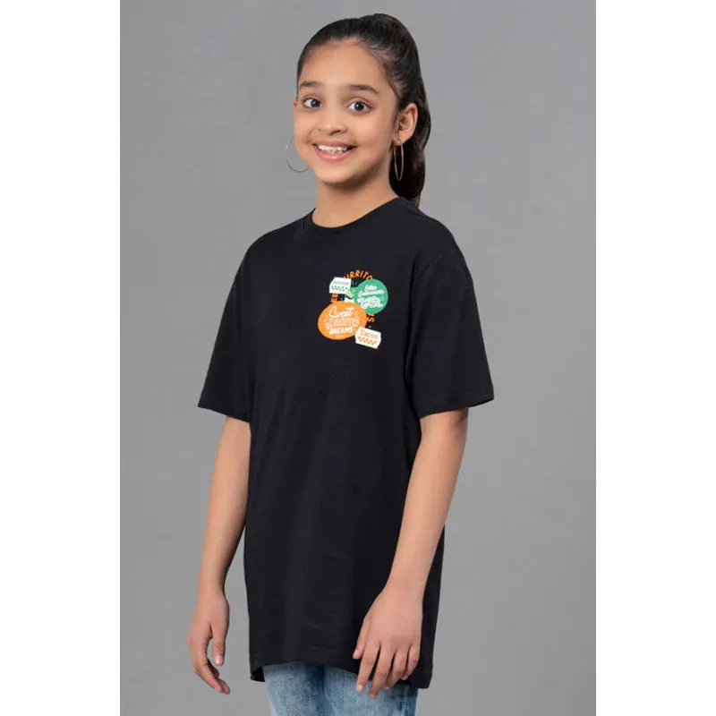 RedTape Kids Unisex T-Shirt- Best in Comfort| Cotton| Black Colour| Round Neck| Casual Look