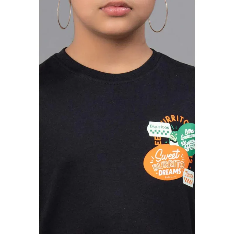 RedTape Kids Unisex T-Shirt- Best in Comfort| Cotton| Black Colour| Round Neck| Casual Look