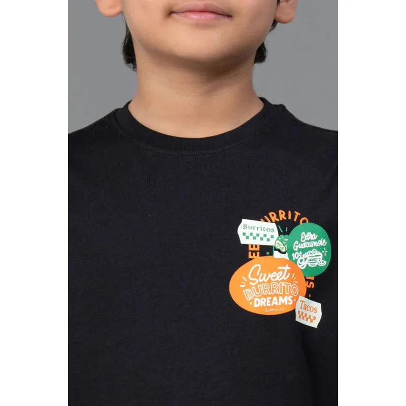RedTape Kids Unisex T-Shirt- Best in Comfort| Cotton| Black Colour| Round Neck| Casual Look