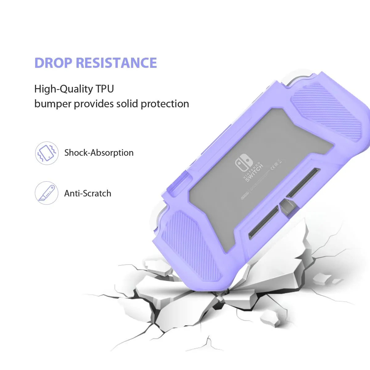 Switch Lite Case Protective Case for Nintendo Switch Lite, Compatible with Nintendo Lite Screen Protector Cover Hand Grip Cover with Detachable TPU Built-in PC Screen (Purple)
